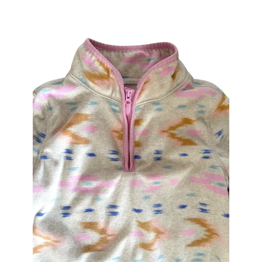 OshKosh Bgosh Kids Girls 6/6x Fleece Quarter Zip Pullover Southwestern Ikat Pink